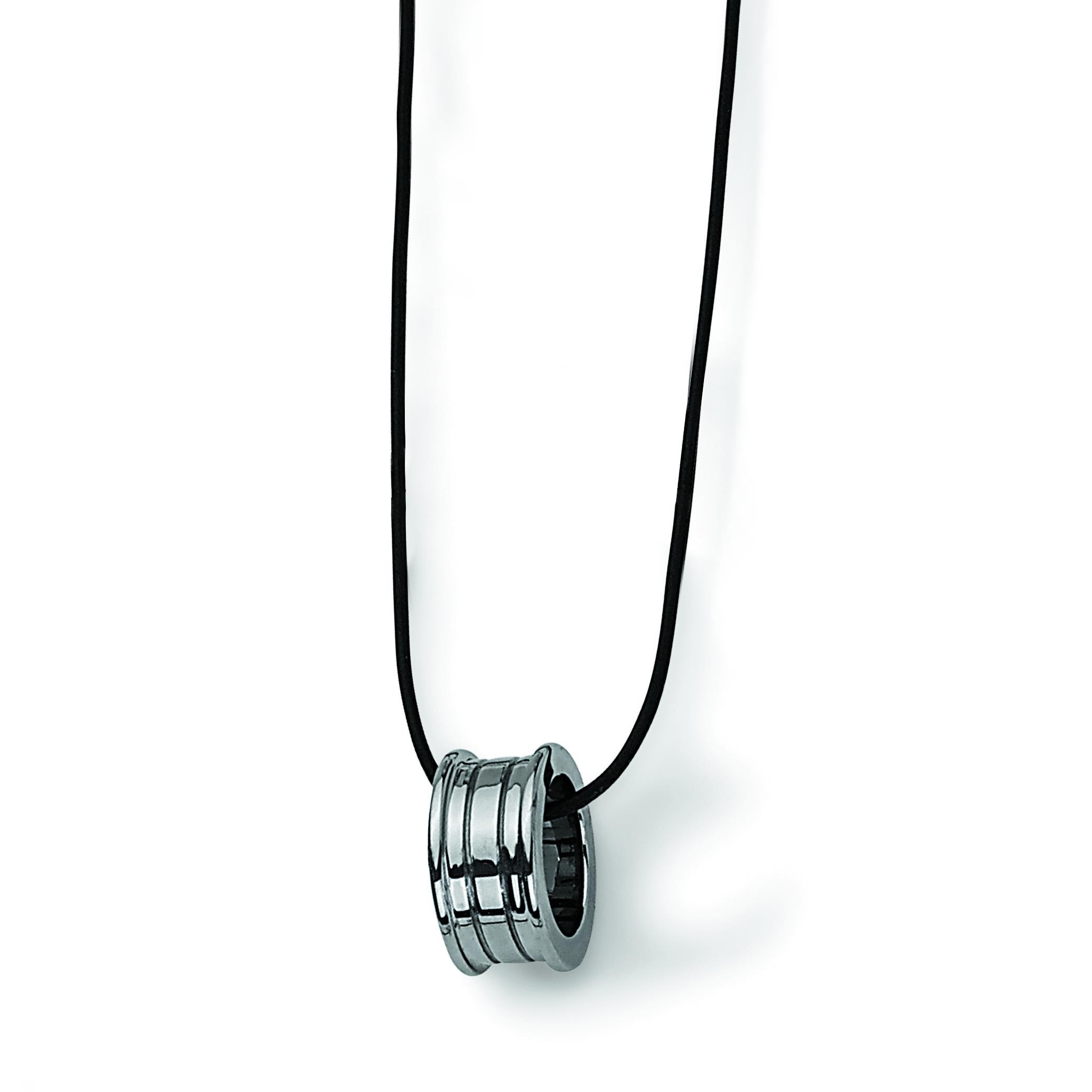 Leather Cord Necklace in Tungsten