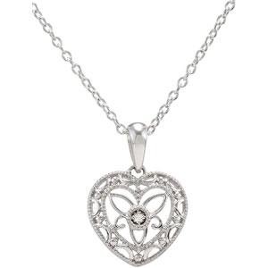Diamond Heart Necklace in Sterling Silver (0.06 Ct. tw.) (0.06 Ct. tw.)
