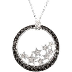 Black Spinel Diamond Necklace in Sterling Silver (0.06 Ct. tw.) (0.06 Ct. tw.)