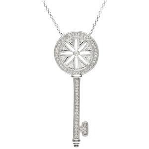 Diamond Key Necklace in Sterling Silver (0.38 Ct. tw.) (0.38 Ct. tw.)