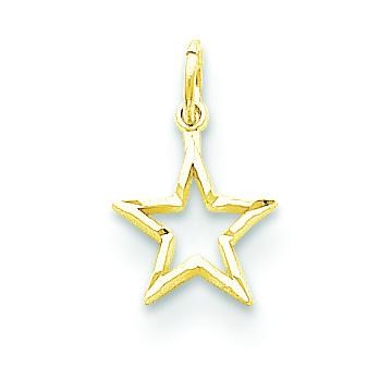 Diamond Cut Star Charm in 10k Yellow Gold