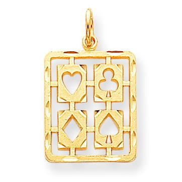 Playing Card Symbols Charm in 10k Yellow Gold