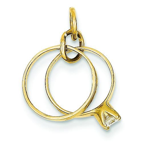 Wedding Rings Charm in 14k Yellow Gold