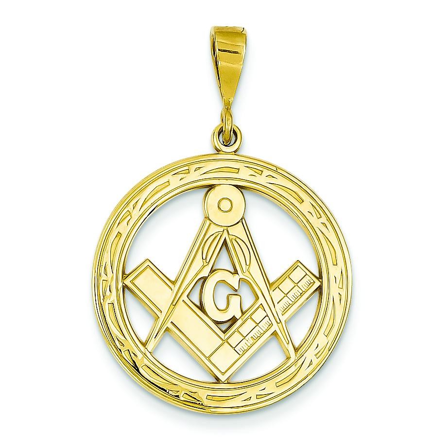 Large Masonic Pendant in 14k Yellow Gold
