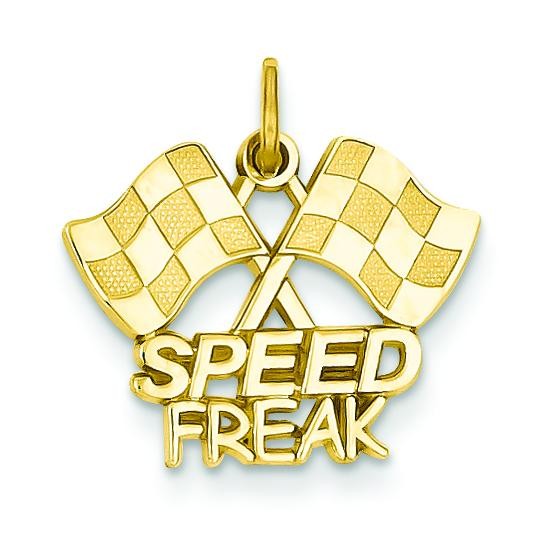 Racing Flags Speed Freak Charm in 14k Yellow Gold