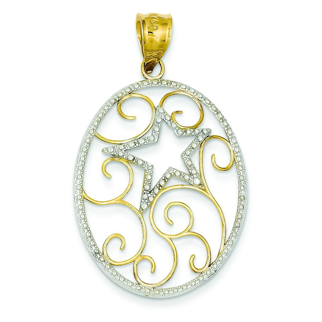 Oval Star Pendant in 14k Yellow Gold
