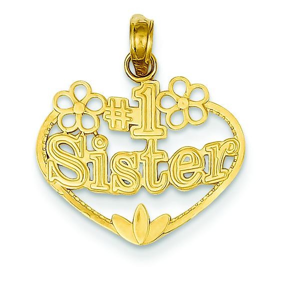 Sister In Heart Pendant in 14k Yellow Gold