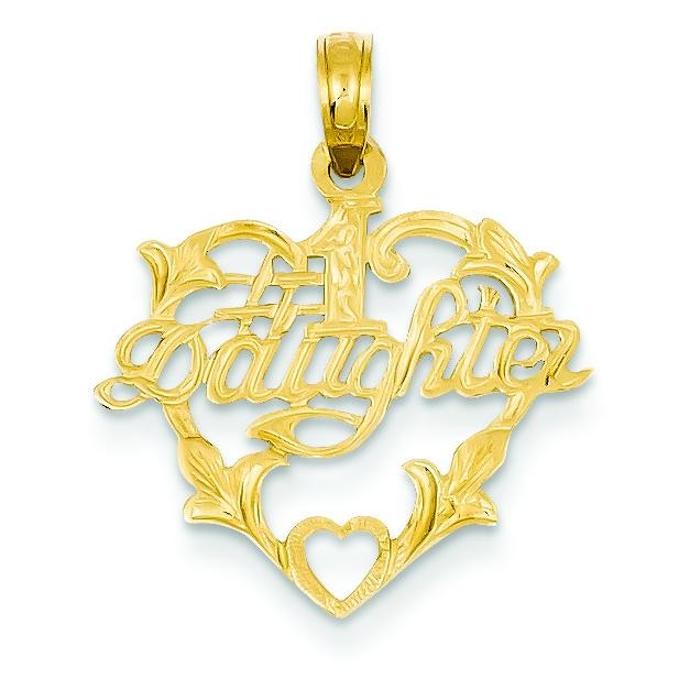 Daughter In Heart Pendant in 14k Yellow Gold