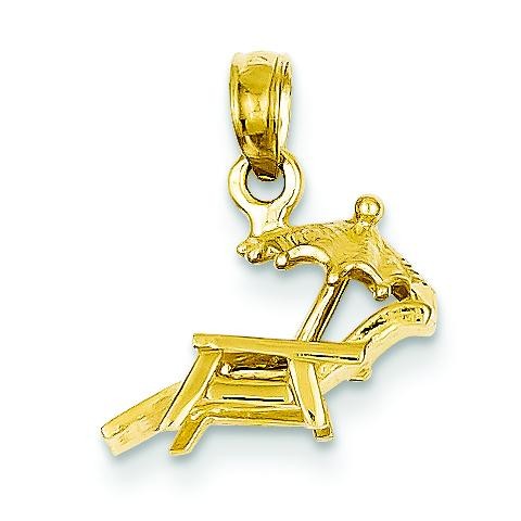 Lounge Beach Chair Pendant in 14k Yellow Gold