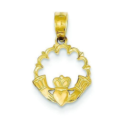Claddagh Pendant in 14k Two-tone Gold