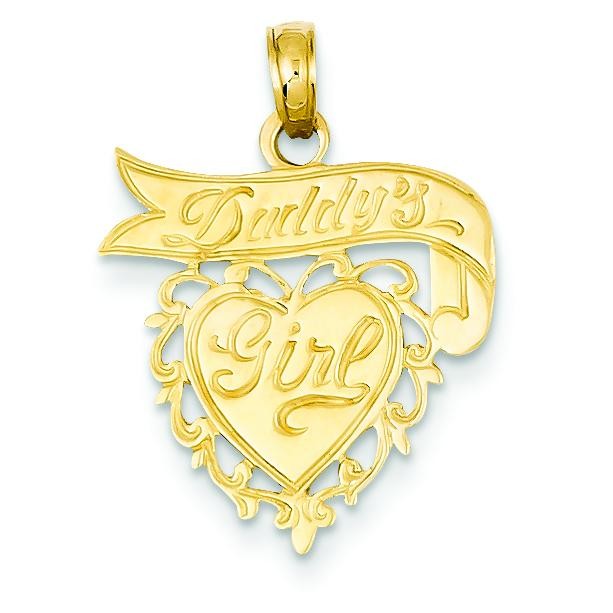 Daddy Girl Heart Pendant in 14k Yellow Gold