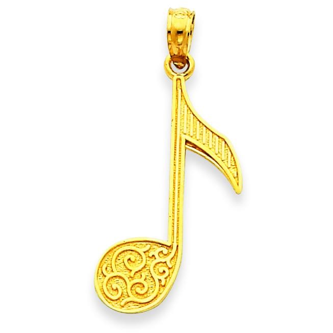 Music Note Pendant in 14k Yellow Gold
