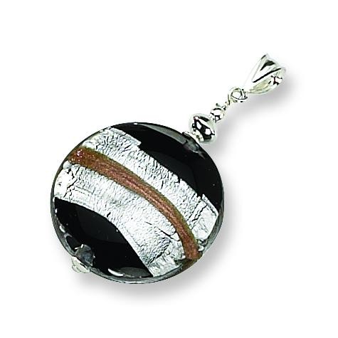 Murano Glass Striped Pendant in Sterling Silver