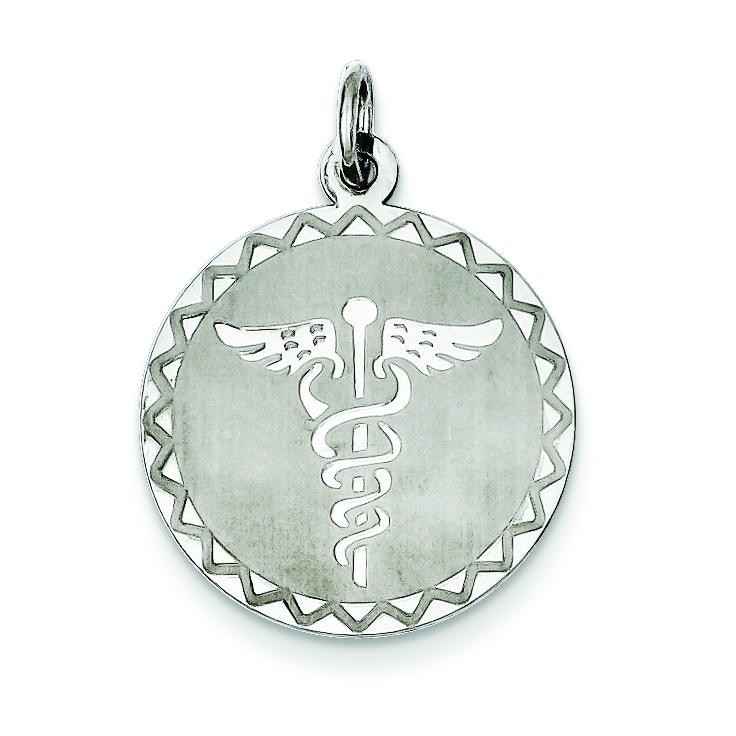 Caduceus Disc Pendant in Sterling Silver