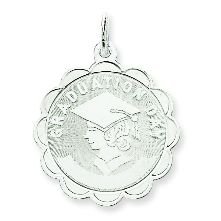 Graduation Day Disc Charm in Sterling Silver