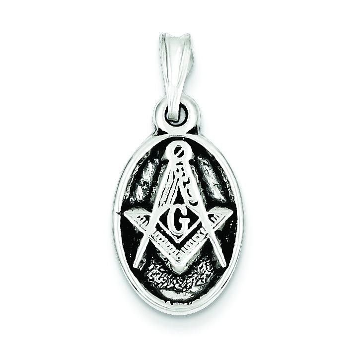 Antiqued Masonic Charm in Sterling Silver