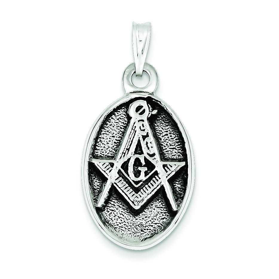 Antiqued Masonic Pendant in Sterling Silver