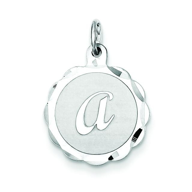 Brocaded Initial A Charm in Sterling Silver