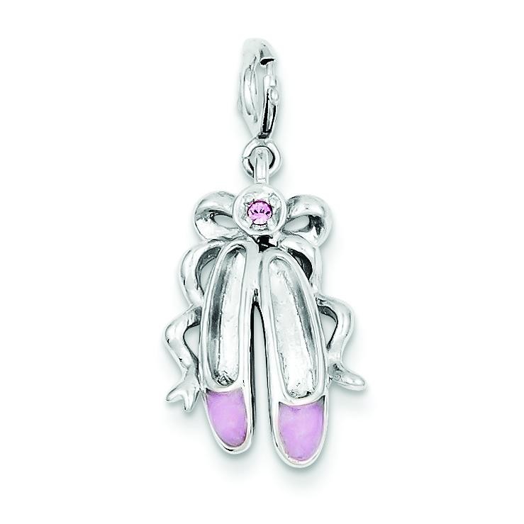 Pink Ballet Slippers Charm in Sterling Silver