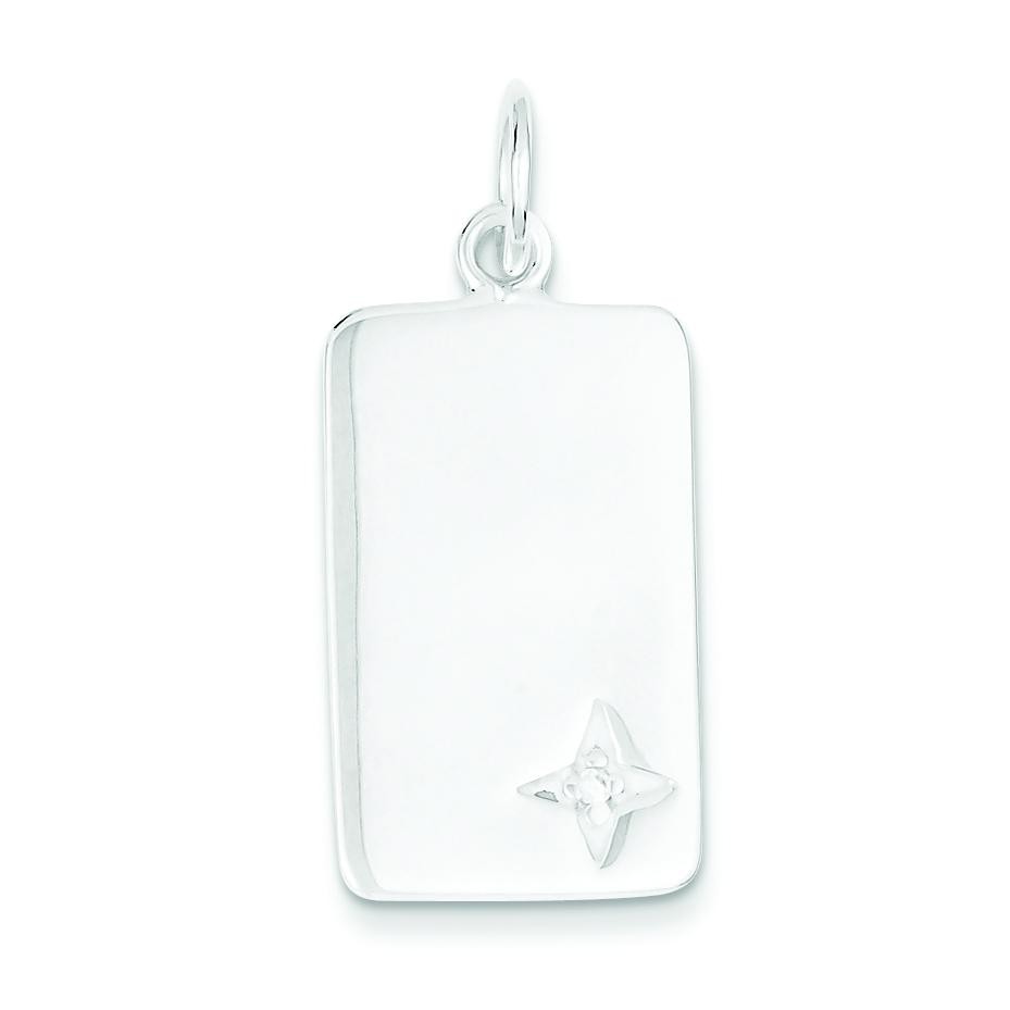 CZ Rectangle Charm in Sterling Silver