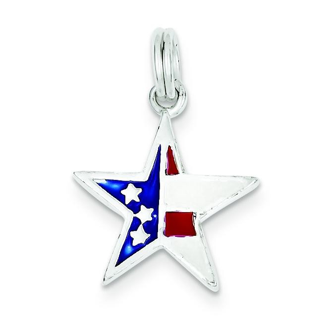 Red White Blue Star Charm in Sterling Silver