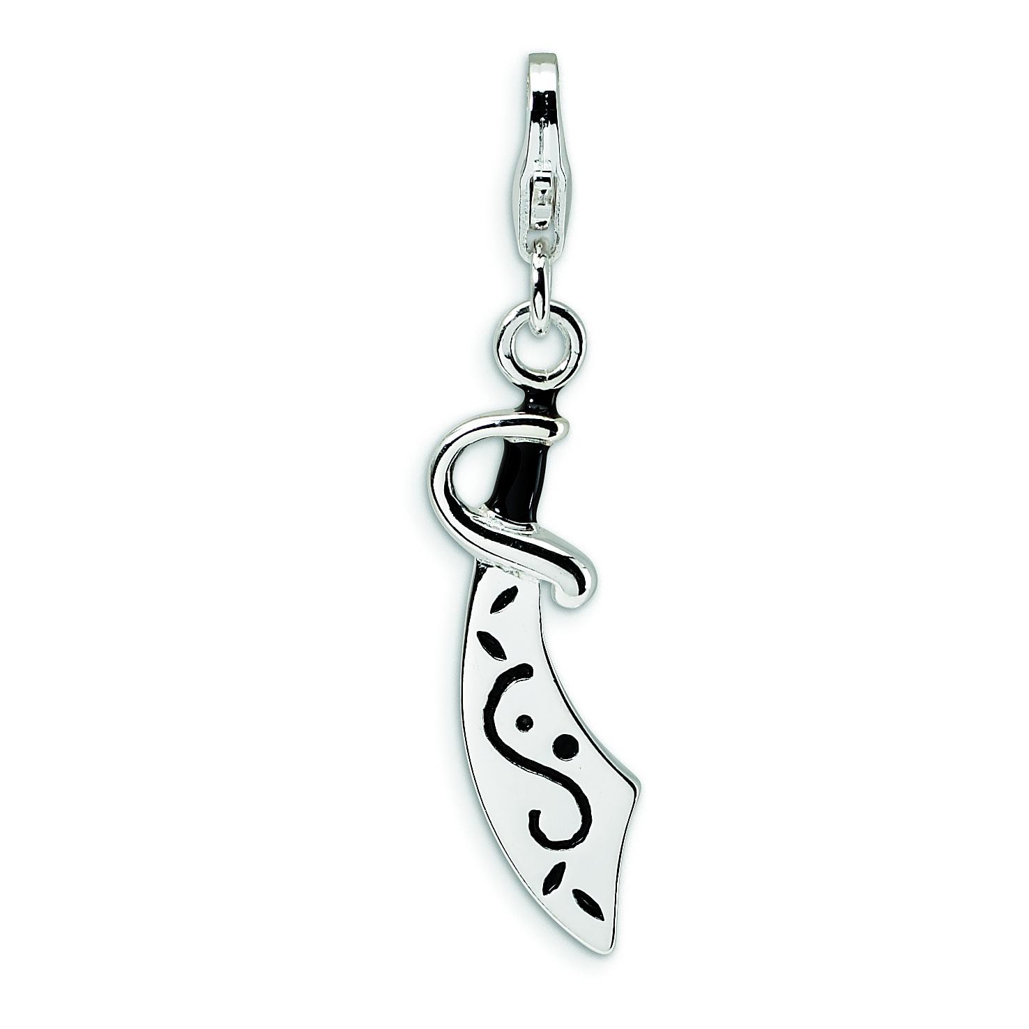 Sword Lobster Clasp Charm in Sterling Silver