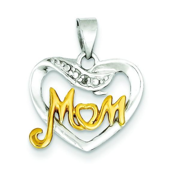 Diamond Mom Pendant in Sterling Silver 