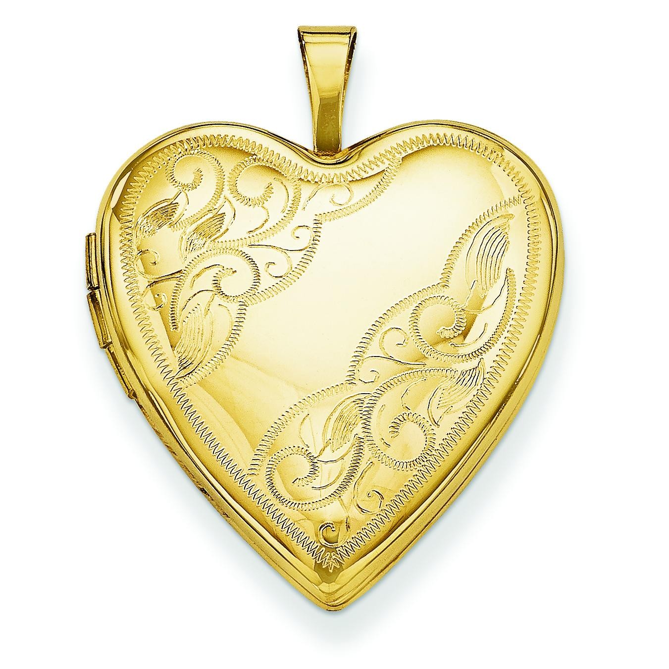 Side Swirl Heart Locket in 14k Yellow Gold