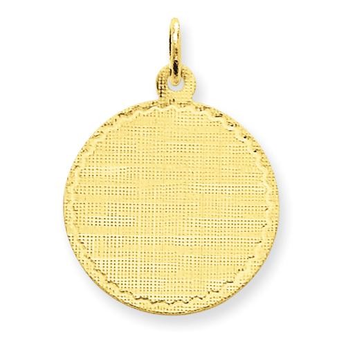 Patterned Circular Engraveable Disc Charm in 14k Yellow Gold