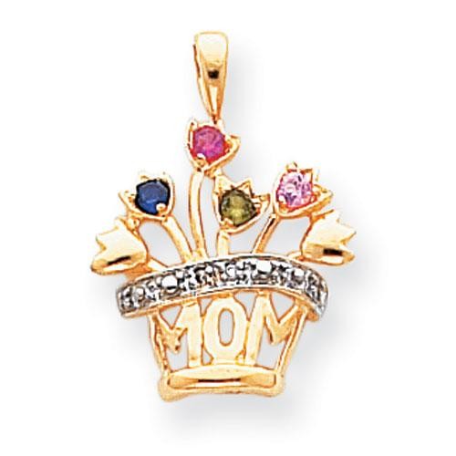 Diamond Family Jewelry Pendant in 14k Yellow Gold 