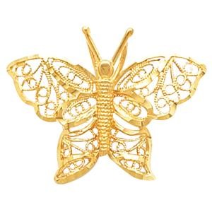 Butterfly Chain Pendant Slide in 14k Yellow Gold 