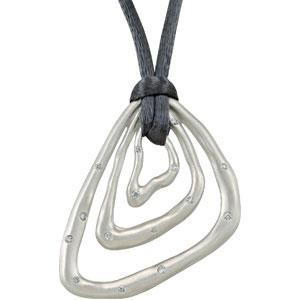 Diamond Pendant with Grey Cord in Sterling Silver 