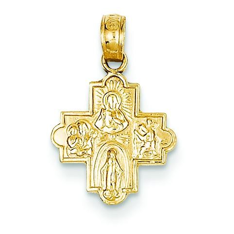 Miniature Four Way Cross in 14k Yellow Gold
