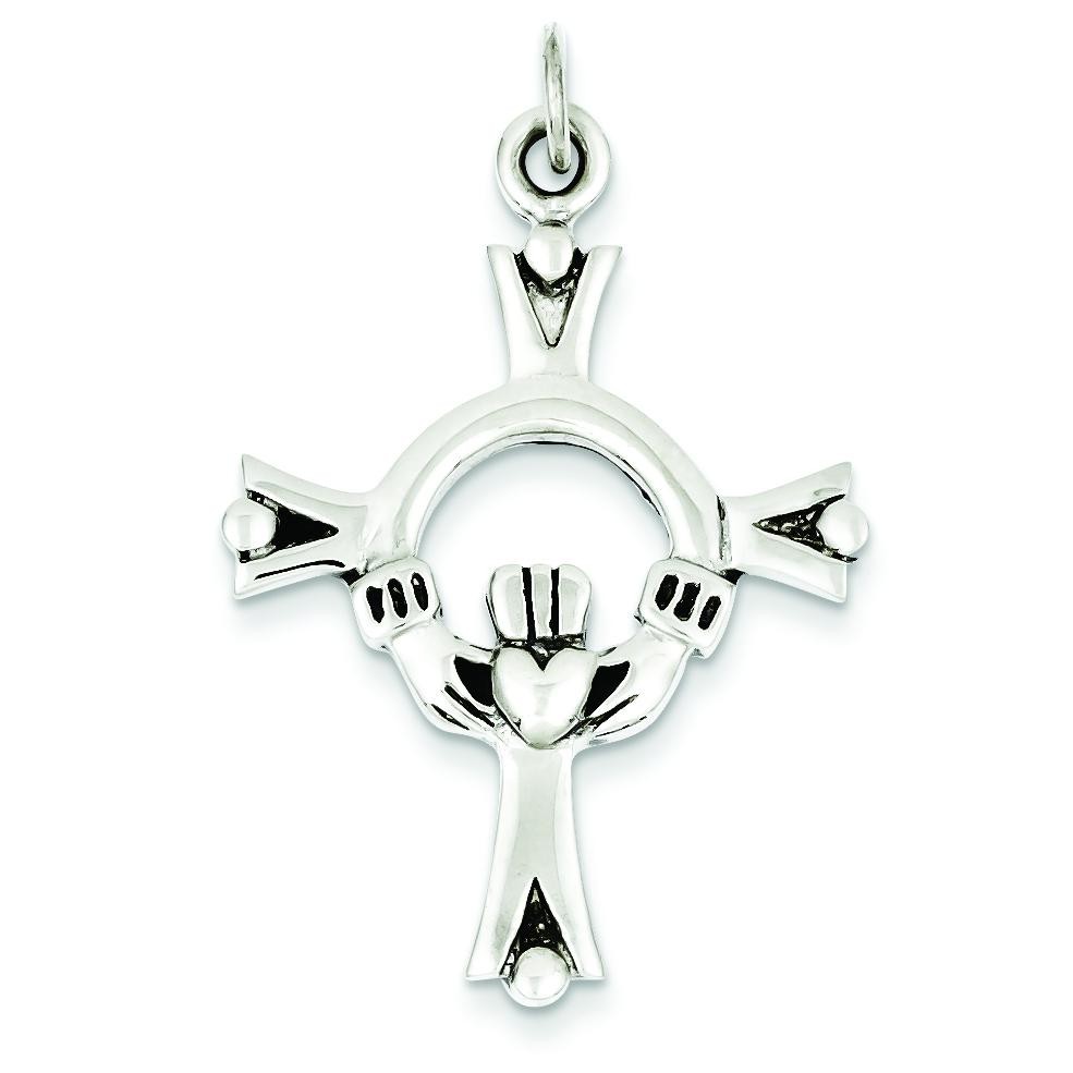 Claddaugh Cross Charm in Sterling Silver
