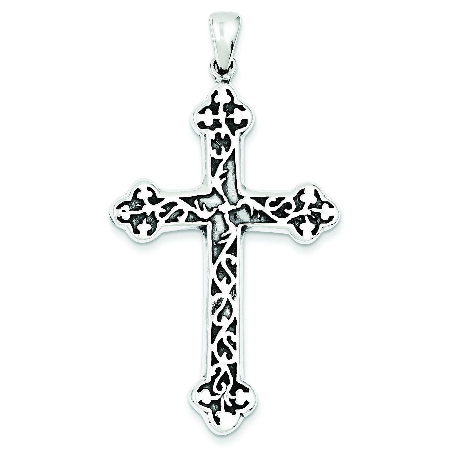 Antiqued Thorn Cross in Sterling Silver