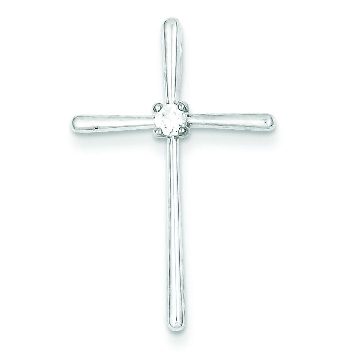 Cross CZ Pendant in Sterling Silver