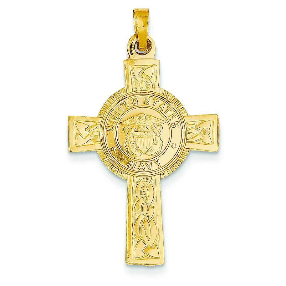 Navy Insignia Cross in 14k Yellow Gold