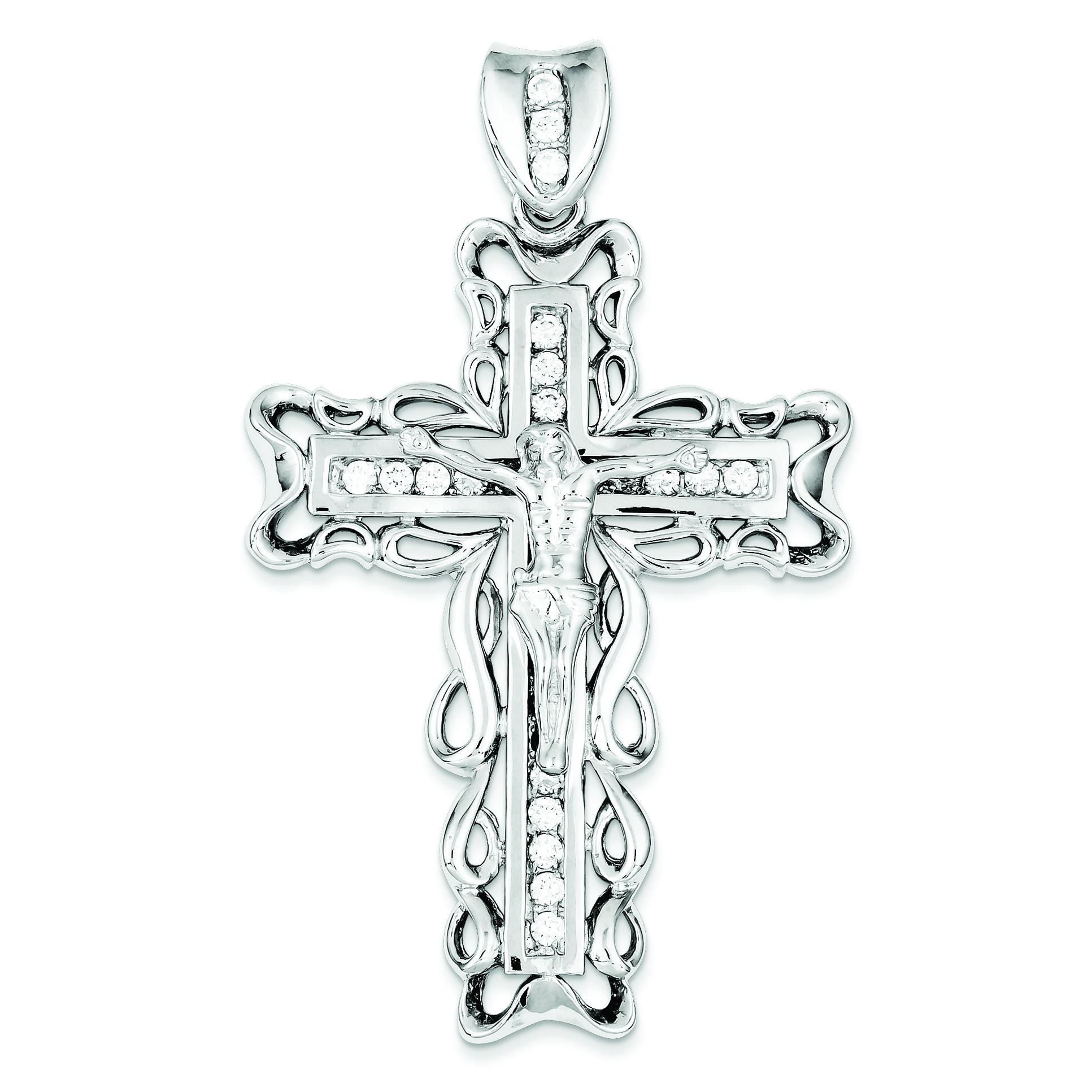 CZ Crucifix Pendant in Sterling Silver