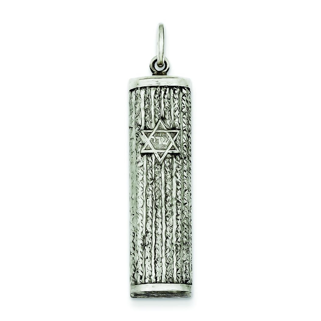 Antiqued Mezuzah Pendant in Sterling Silver