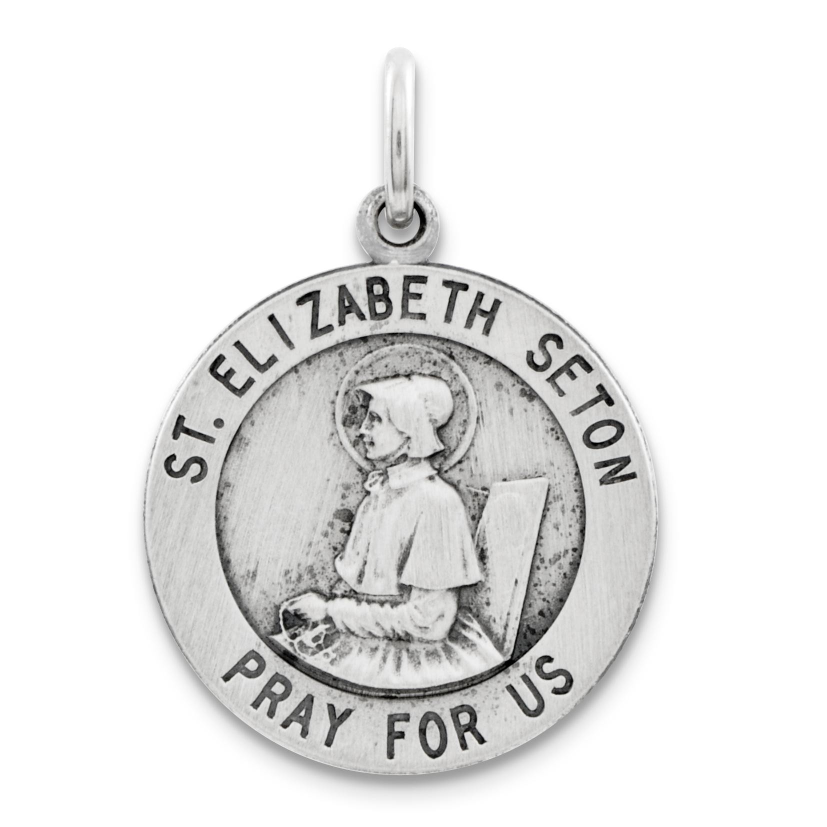 Antiqued St Elizabeth Seton Medal in Sterling Silver