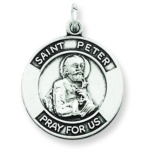 Oxidized St Peter Medal in Sterling Silver