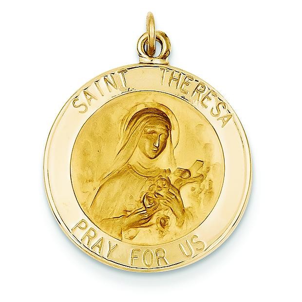 St Theresa Medal in 14k Yellow Gold