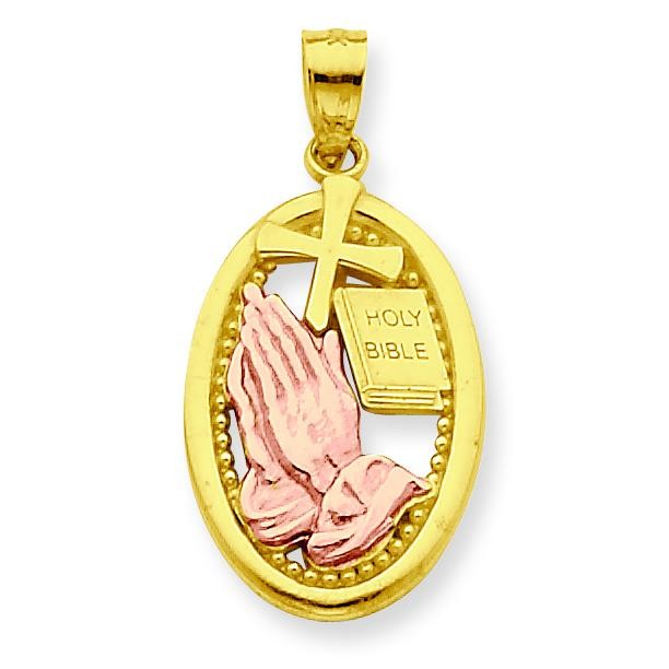 Praying Hands Pendant in 10k Two-tone Gold