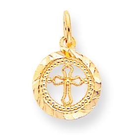 Cross In Frame Charm in 10k Yellow Gold