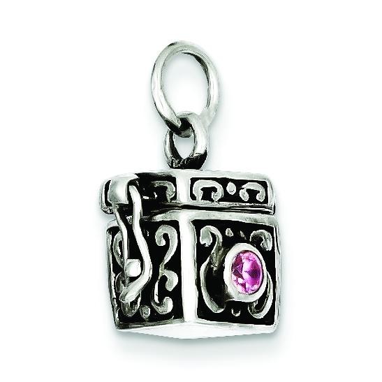Antiqued Prayer Box Charm in Sterling Silver