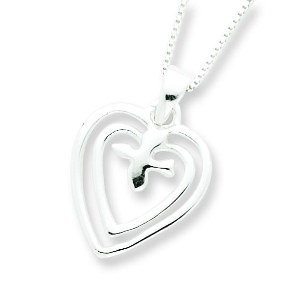 Hearts Dove Necklace in Sterling Silver