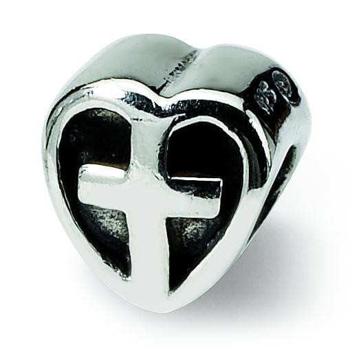 Kids Heart Cross Bead in Sterling Silver