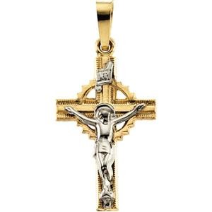 Celtic Crucifix in 14k Two-tone Gold