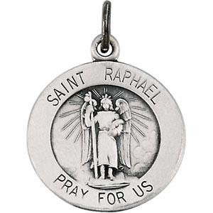 St Raphael Medal 18 Inch Chain in Sterling Silver