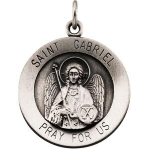 St Gabriel Medal 18 Inch Chain in Sterling Silver